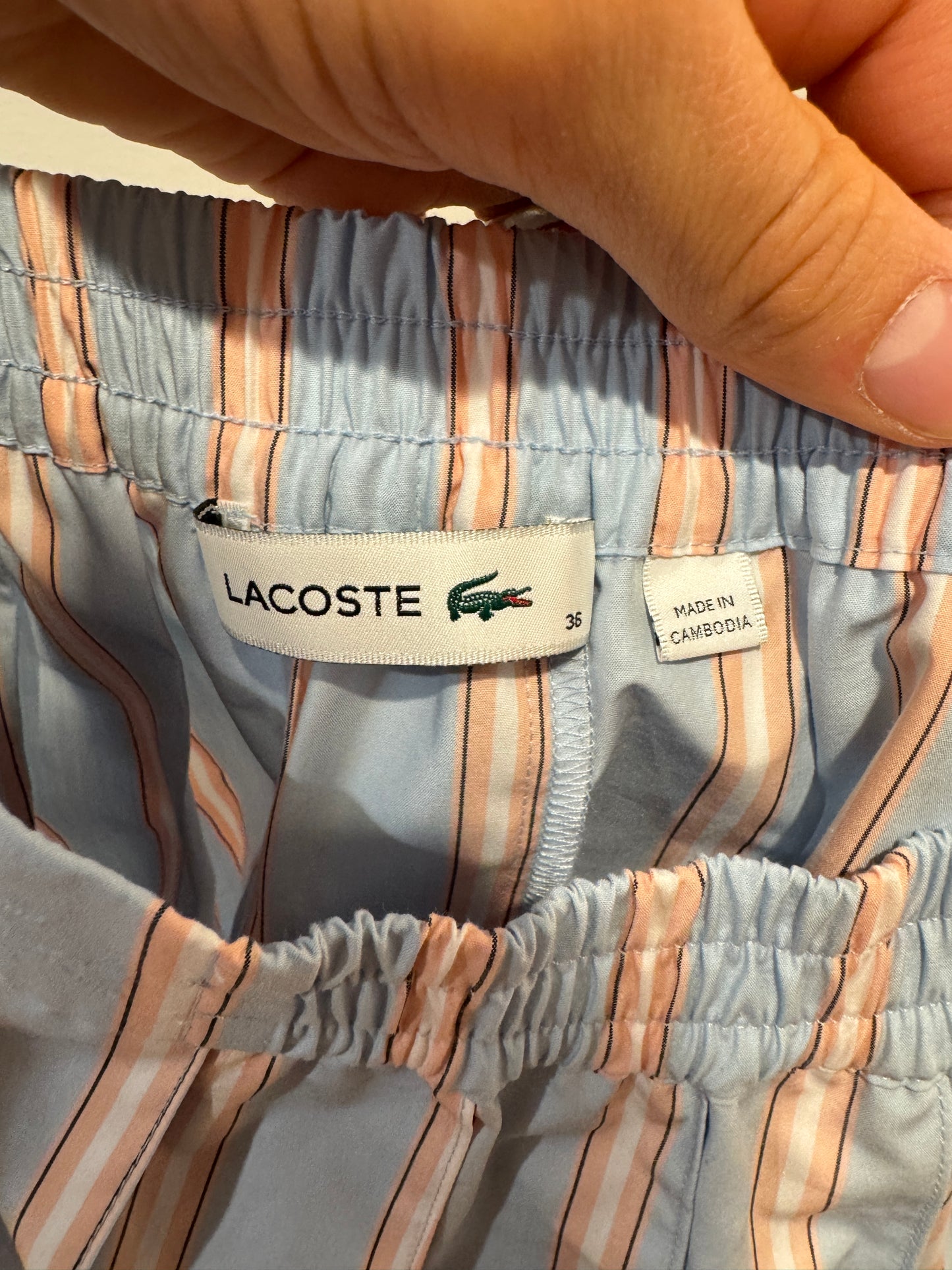 Lacoste Poplin Short Striped Pleated Skirt size 36 US S