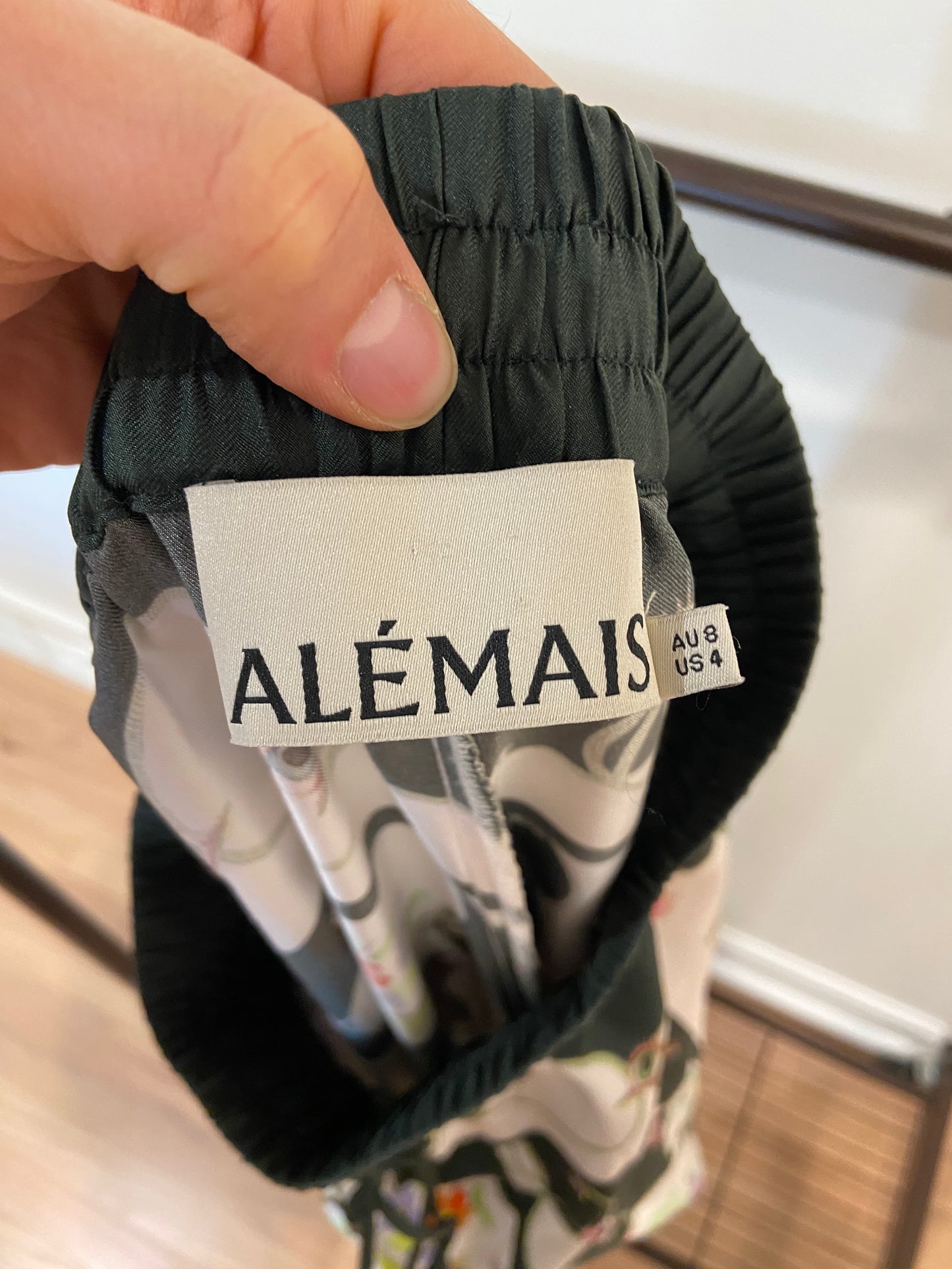 Alemais Venus Printed Silk-Twill Wide-Leg Pants size 4