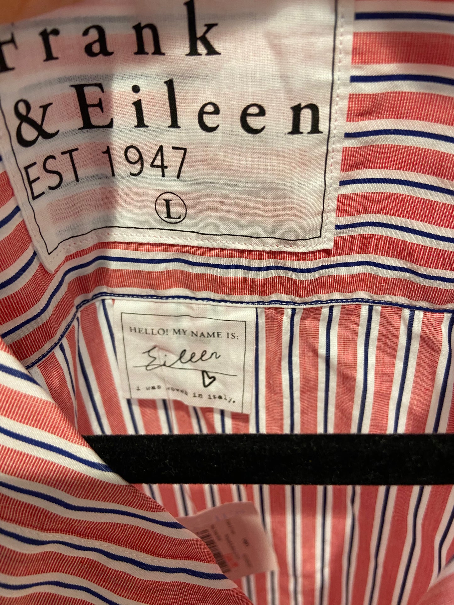 Frank & Eileen Eileen Button-Up Shirt Red Navy Multi Stripe size L