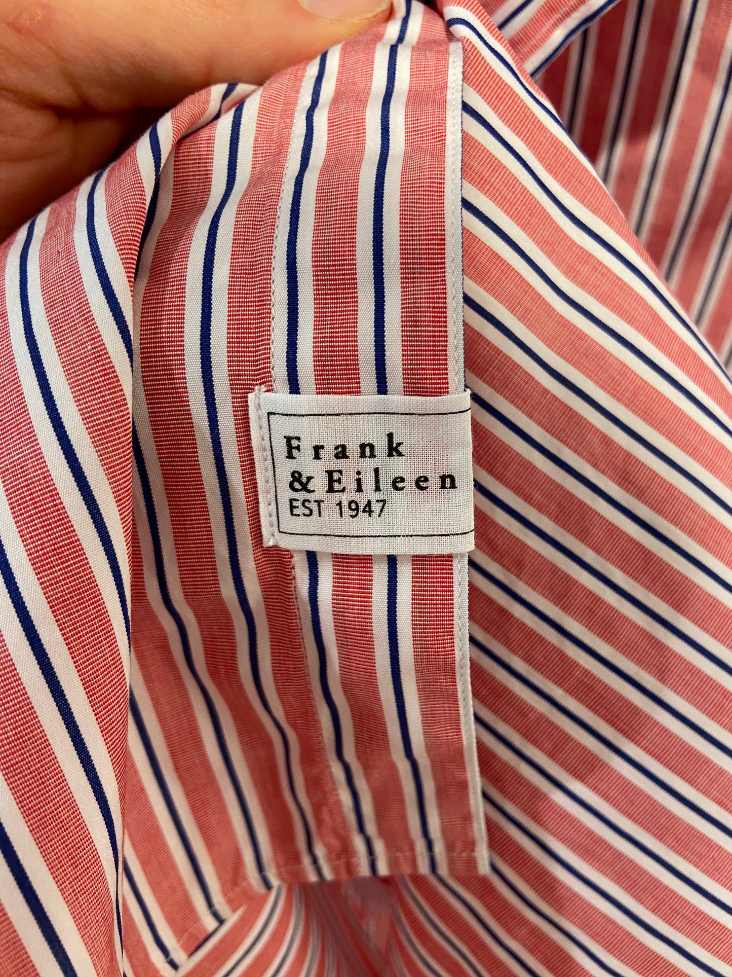 Frank & Eileen Eileen Button-Up Shirt Red Navy Multi Stripe size L
