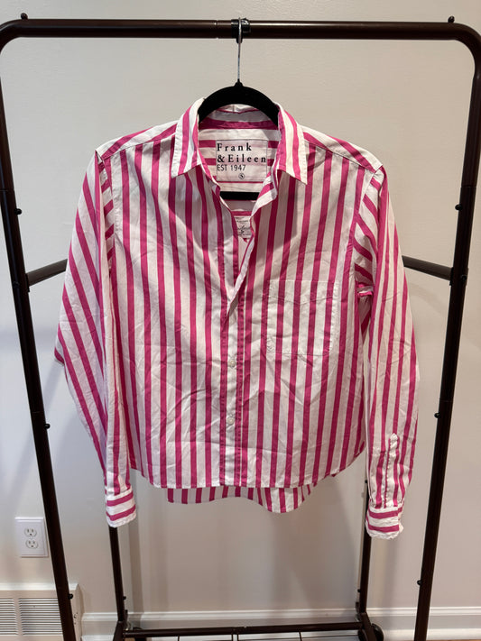 Frank and Eileen Silvio Striped Pink Button-Up Shirt size S