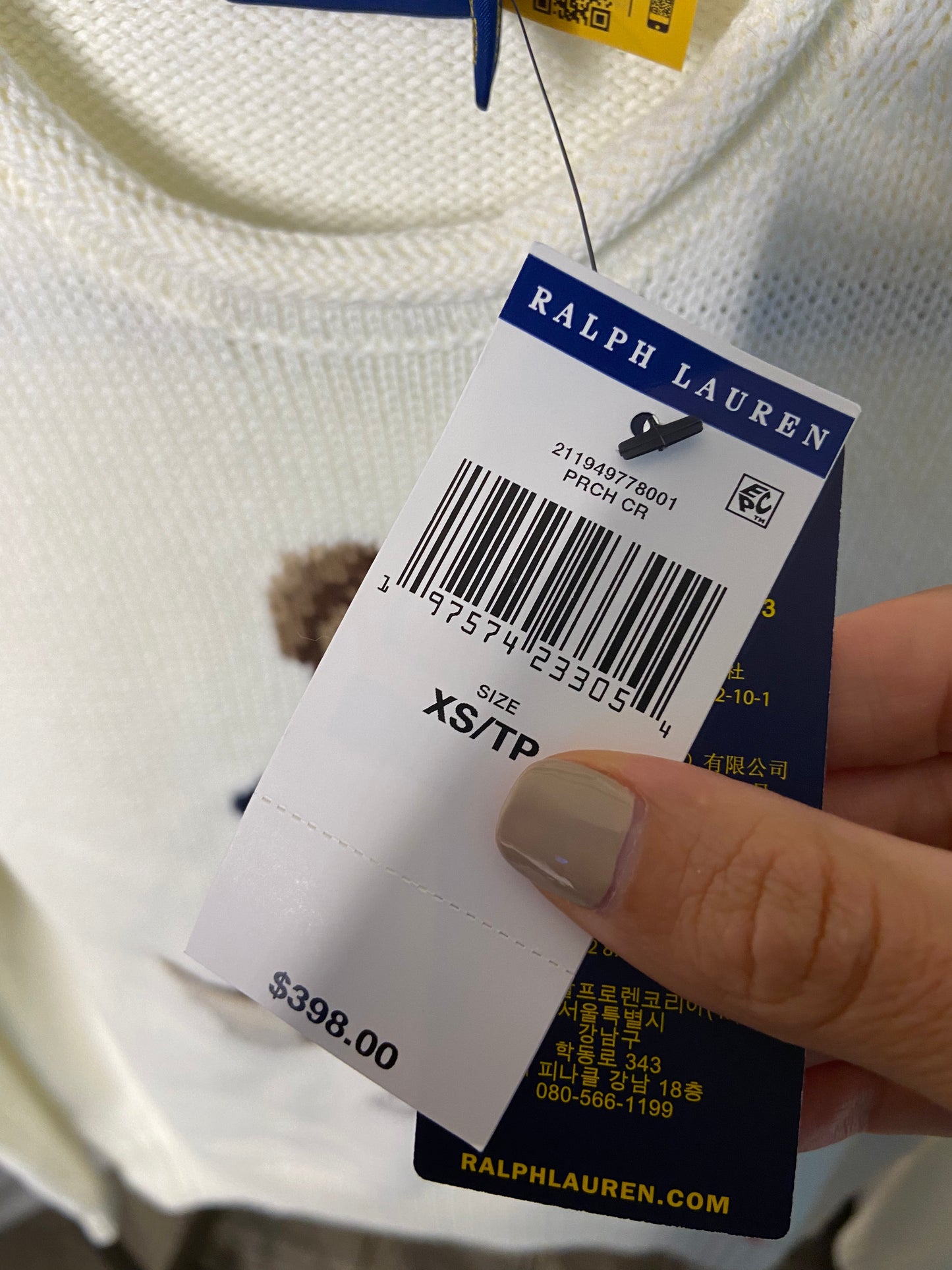 Polo Ralph Lauren Bear Sweater size XS