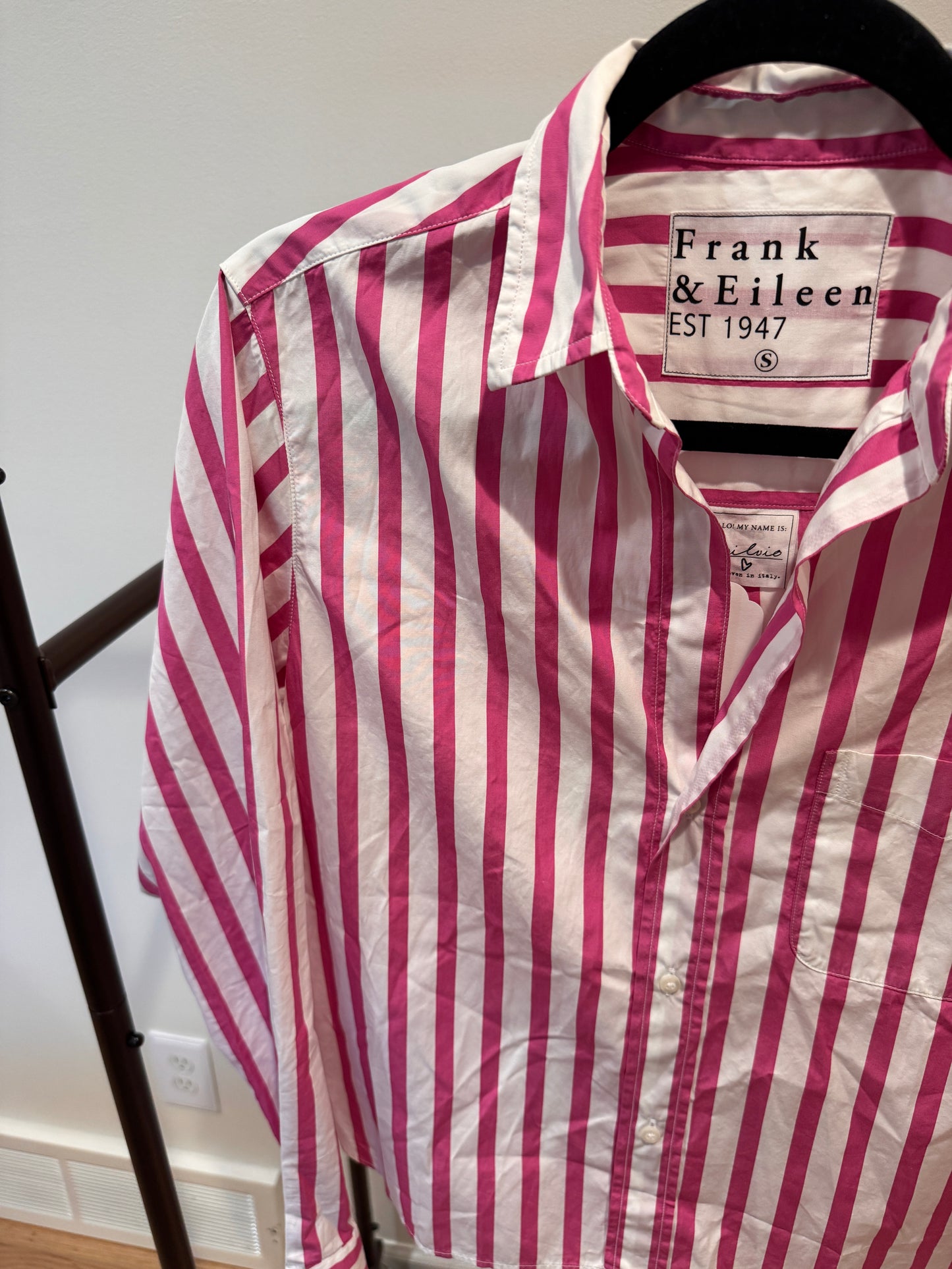 Frank and Eileen Silvio Striped Pink Button-Up Shirt size S