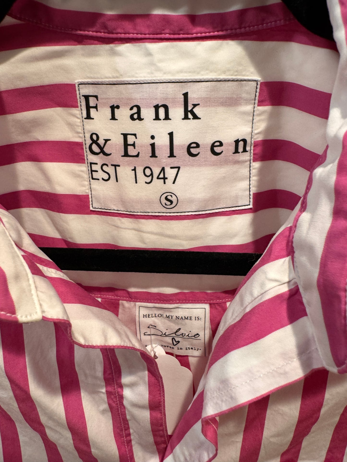 Frank and Eileen Silvio Striped Pink Button-Up Shirt size S