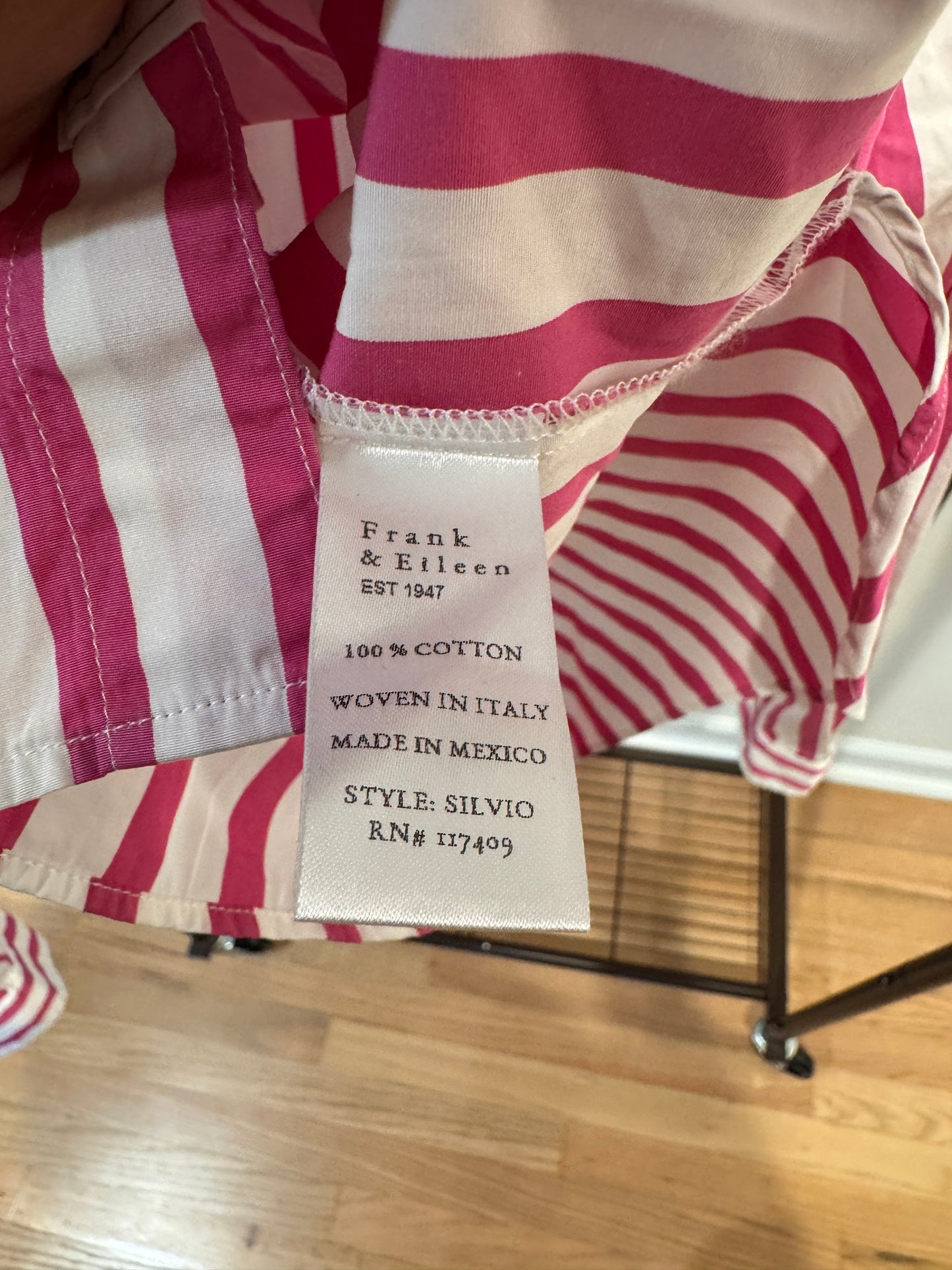 Frank and Eileen Silvio Striped Pink Button-Up Shirt size S