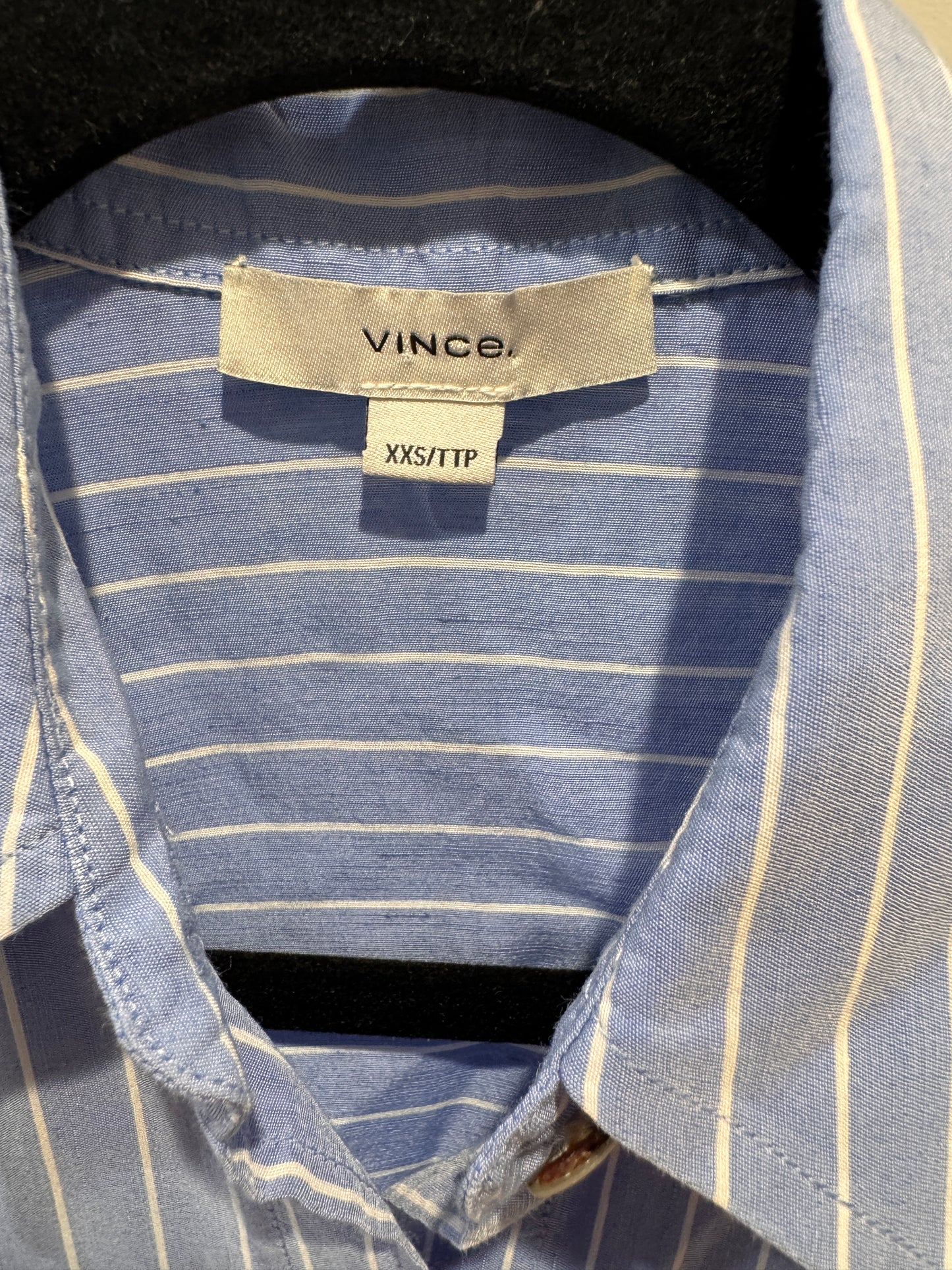 Vince Pinstriped Linen Blend Shirt size XXS