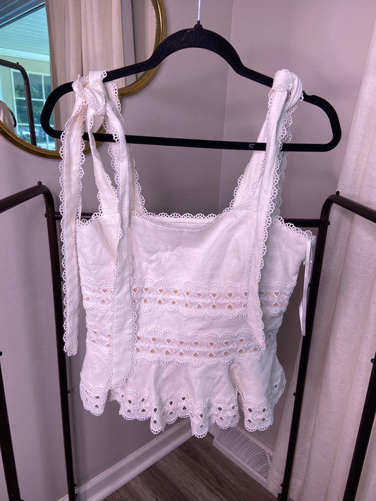 Zimmermann Kirra Tie Shoulder Cropped Top size US 8