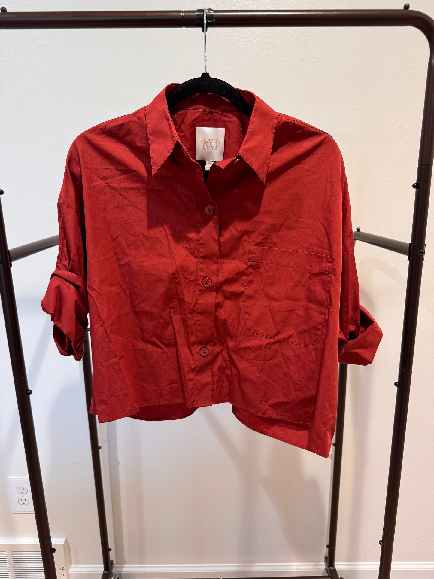 TWP Next EX Cropped Shirt in Wine/Burgundy size M/L