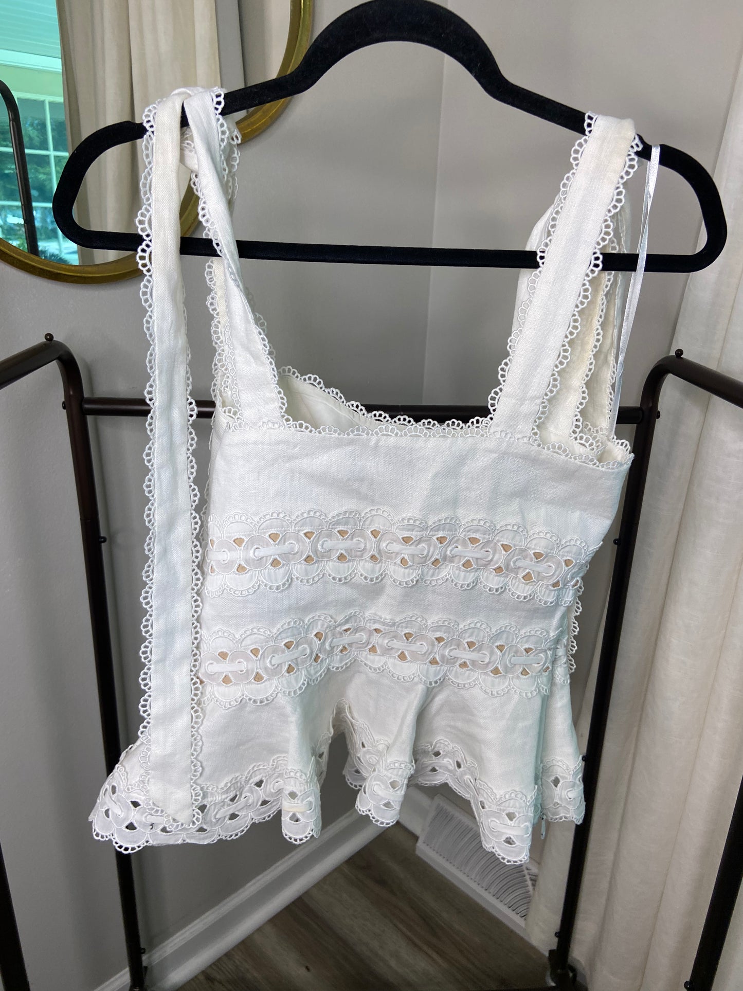 Zimmermann Kirra Tie Shoulder Cropped Top size US 8