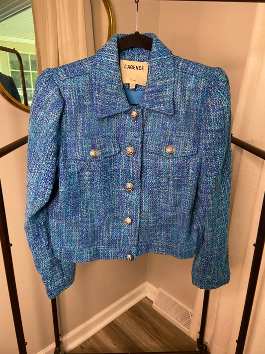 L'Agence Kasey Bracelet Sleeve Tweed Jacket size S