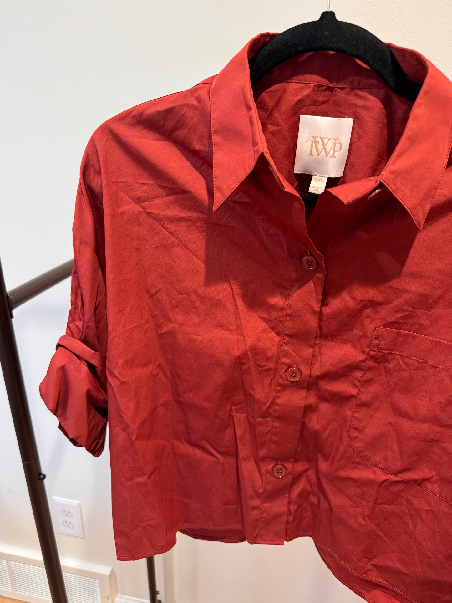 TWP Next EX Cropped Shirt in Wine/Burgundy size M/L