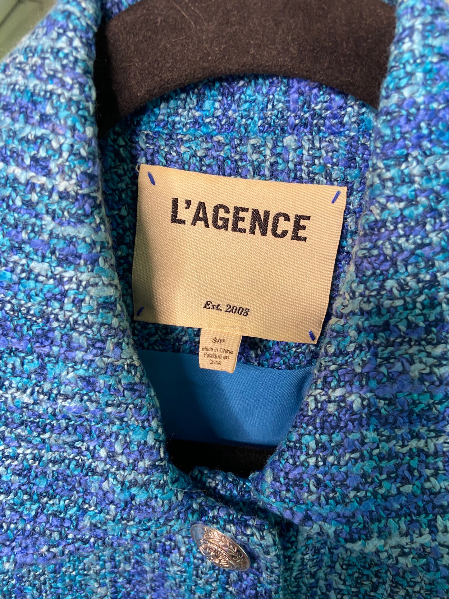 L'Agence Kasey Bracelet Sleeve Tweed Jacket size S