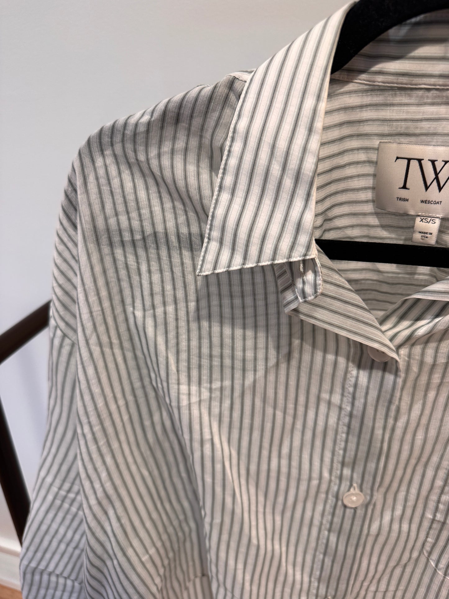 TWP Next Ex Shirt Cotton/Silk Harbor Gray Stripe size XS/S