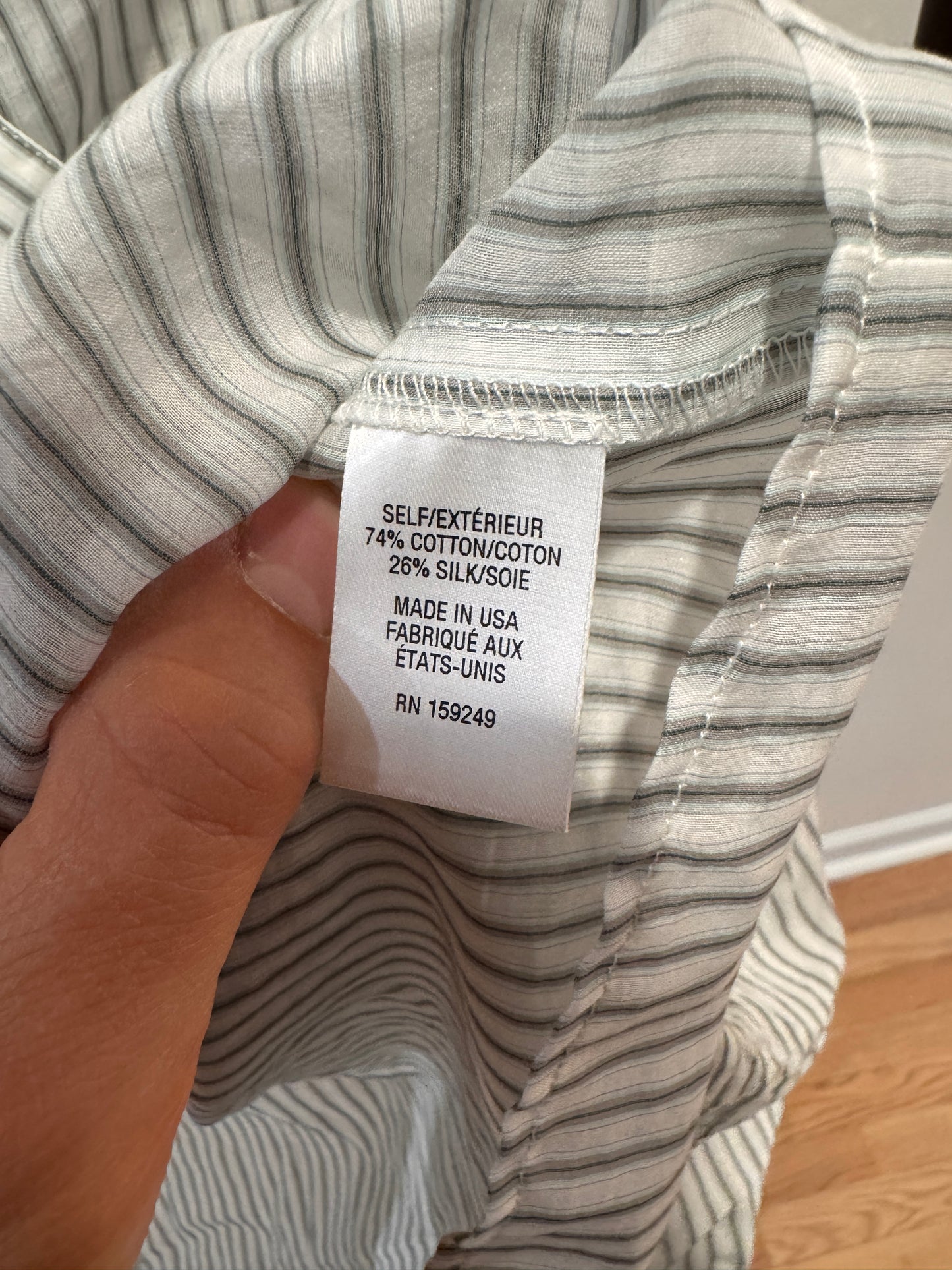 TWP Next Ex Shirt Cotton/Silk Harbor Gray Stripe size XS/S