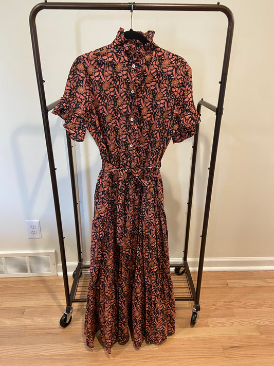 Mille Victoria Dress in Pink Black Floral size M