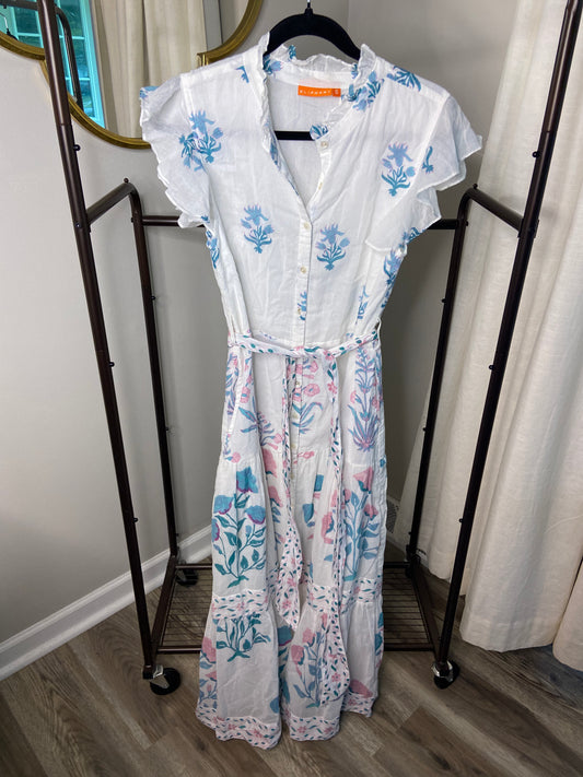 Oliphant Ruffle Sleeve Button Maxi Dress in Paladio Teal