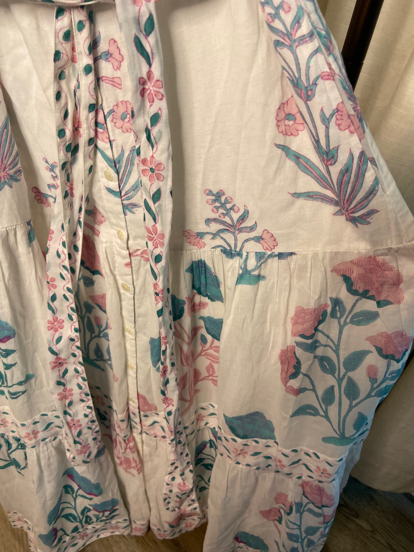Oliphant Ruffle Sleeve Button Maxi Dress in Paladio Teal