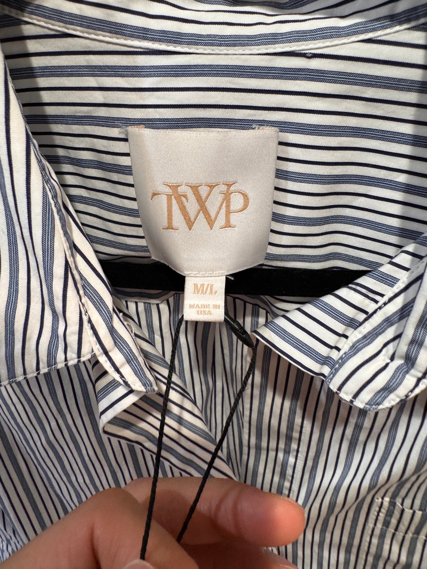 TWP Blue Striped Cotton Shirt M/L