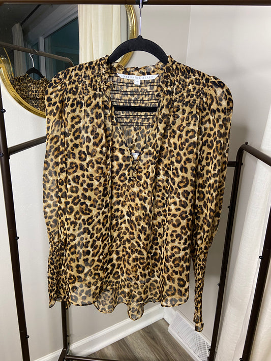 Veronica Beard Jaz Silk Leopard Blouse size XS