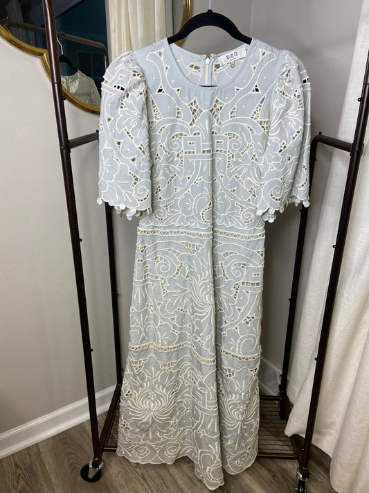 Sea New York Blaire Shell-Embellished Organic Cotton Midi Dress size 4