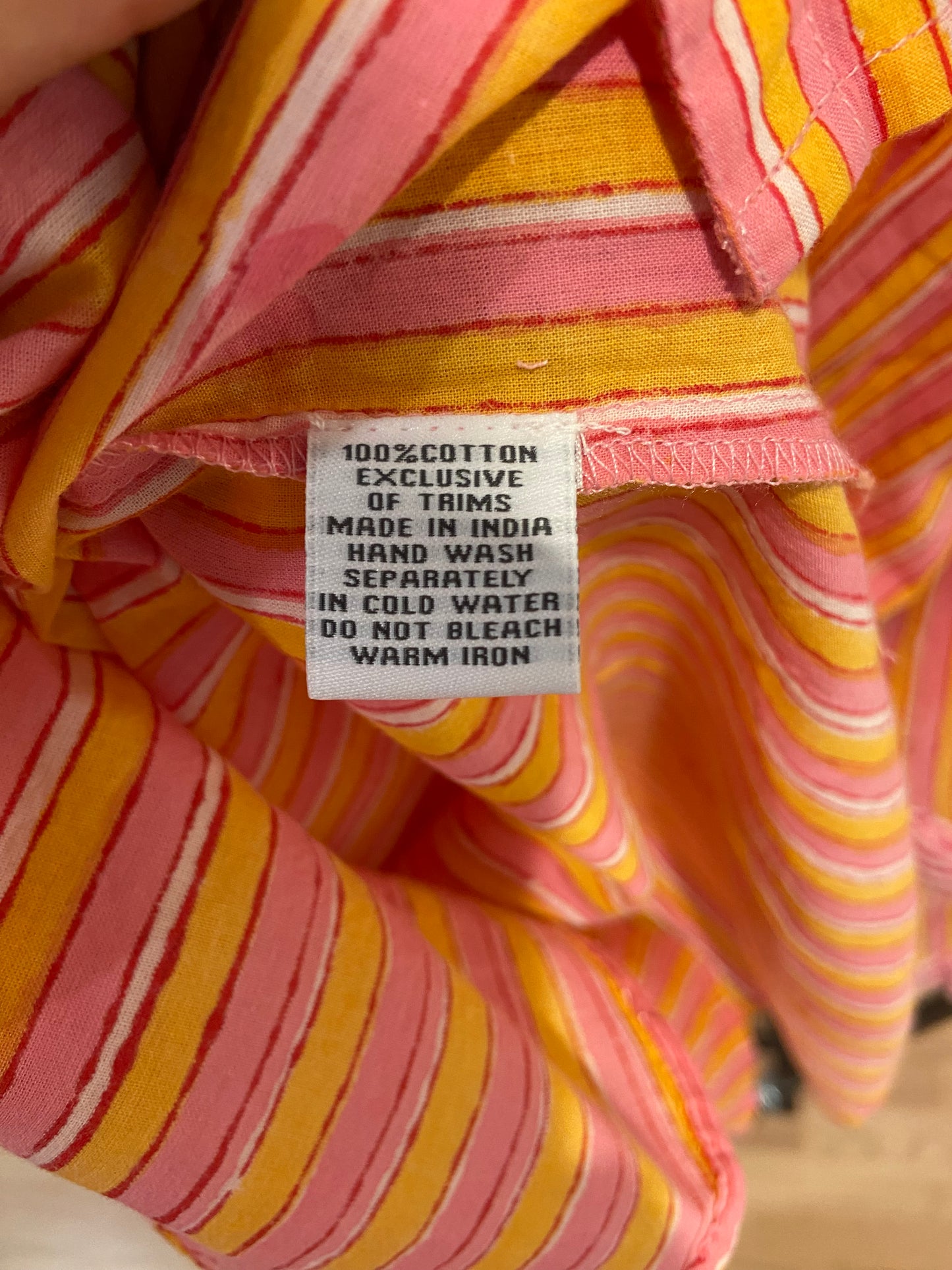 Chakeris Orange Peach Stripe Puff Sleeve Dress size S