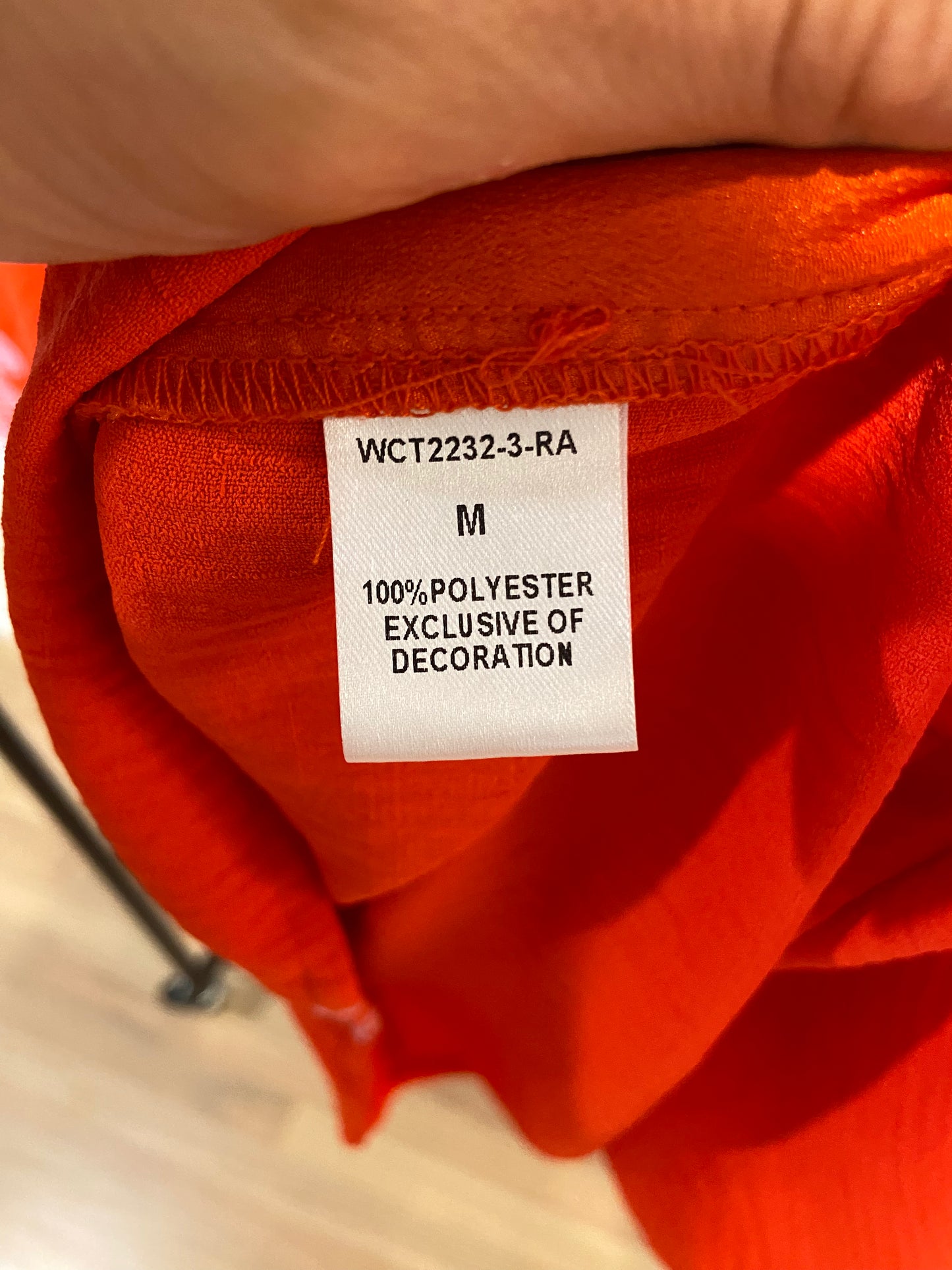 THML Embroidered Orange Puff Sleeve Top size M