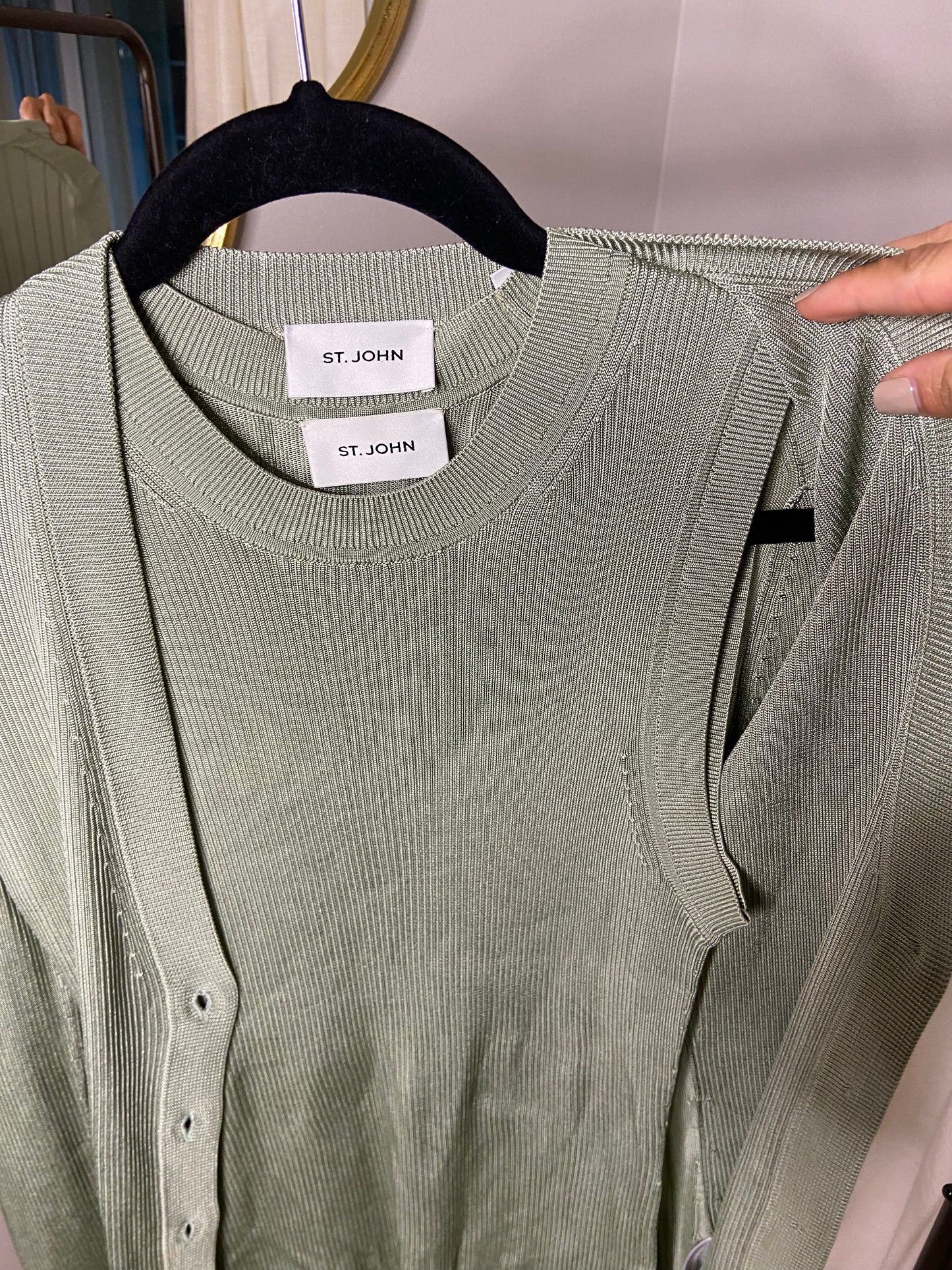 St. John Rib Knit V-Neck Cardigan and Tank Top size XS