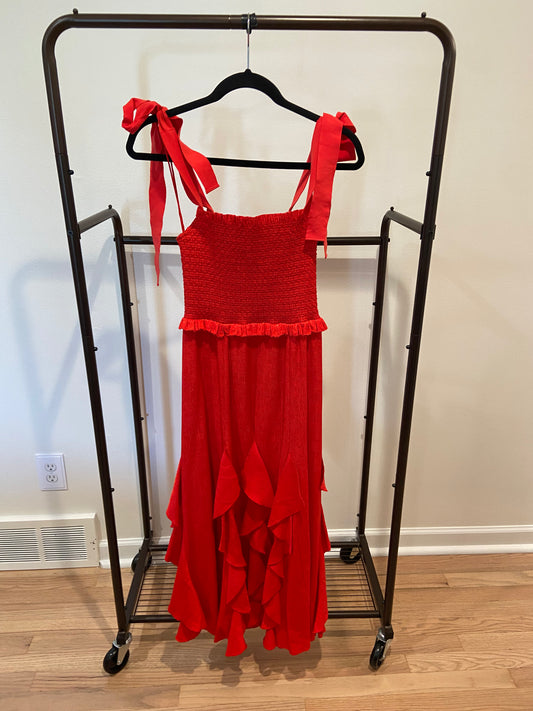 Alice and Olivia Jocelyn Smocked Ruffle Dress size 0