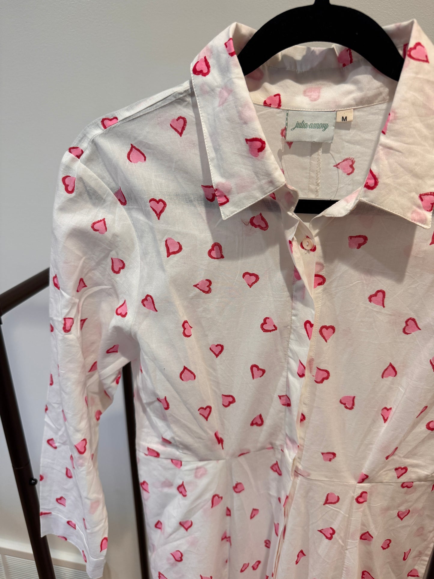 Julia Amory The Ja Summer-Weight Shirt Dress with Hearts size M