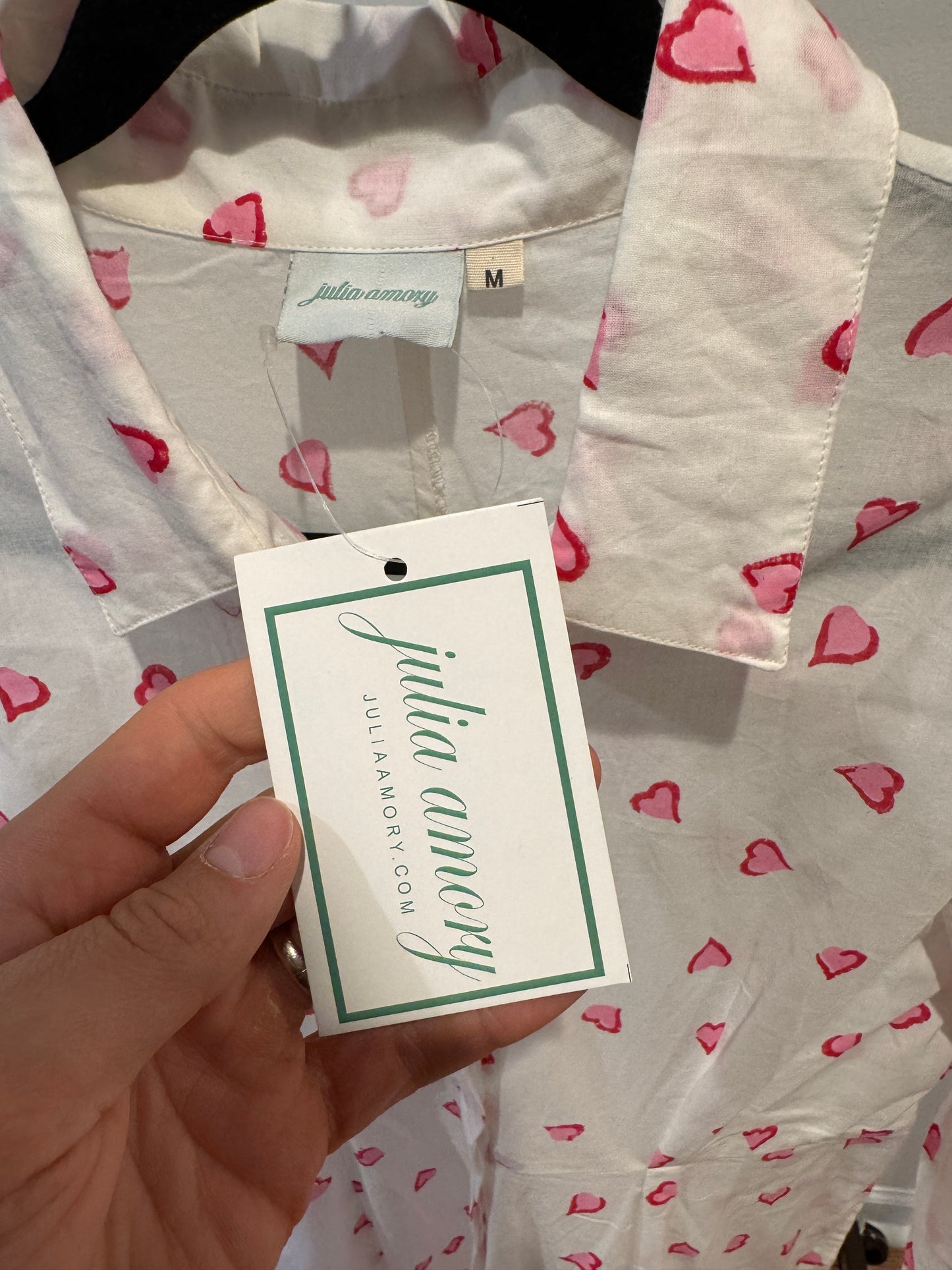 Julia Amory The Ja Summer-Weight Shirt Dress with Hearts size M