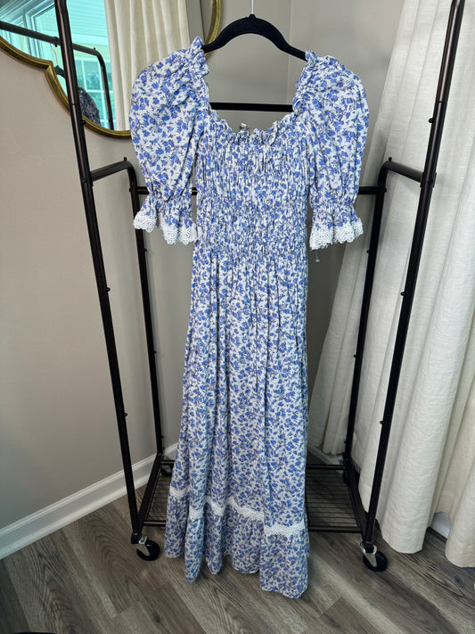 Lug Von Siga Elisa Smocked Midi Dress size 4 (36)