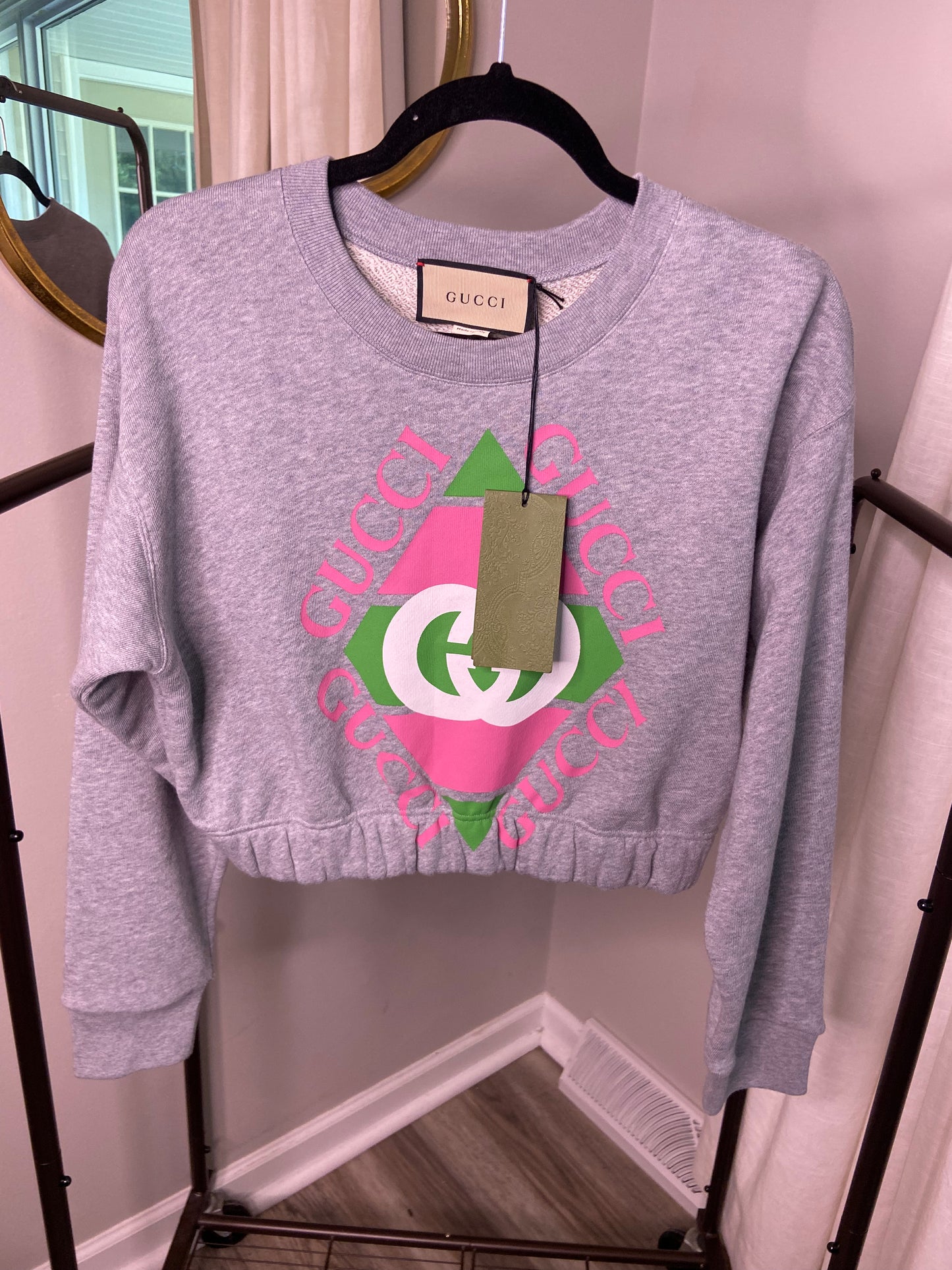 Gucci Rhombus Logo Cropped Sweatshirt size XS
