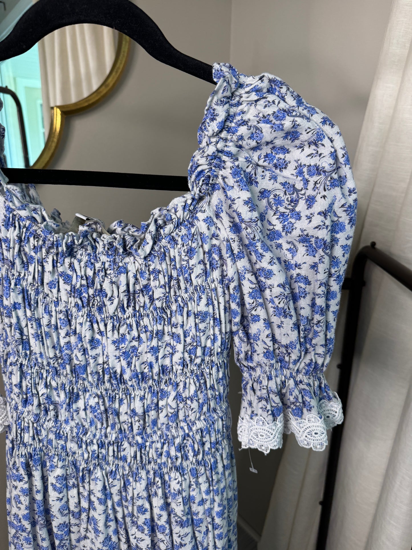 Lug Von Siga Elisa Smocked Midi Dress size 4 (36)