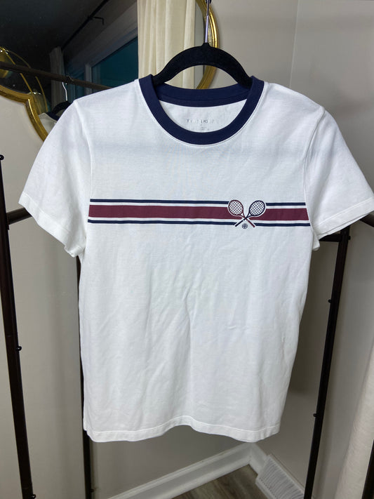 Tory Sport Racquet-Stripe Pique Top size S