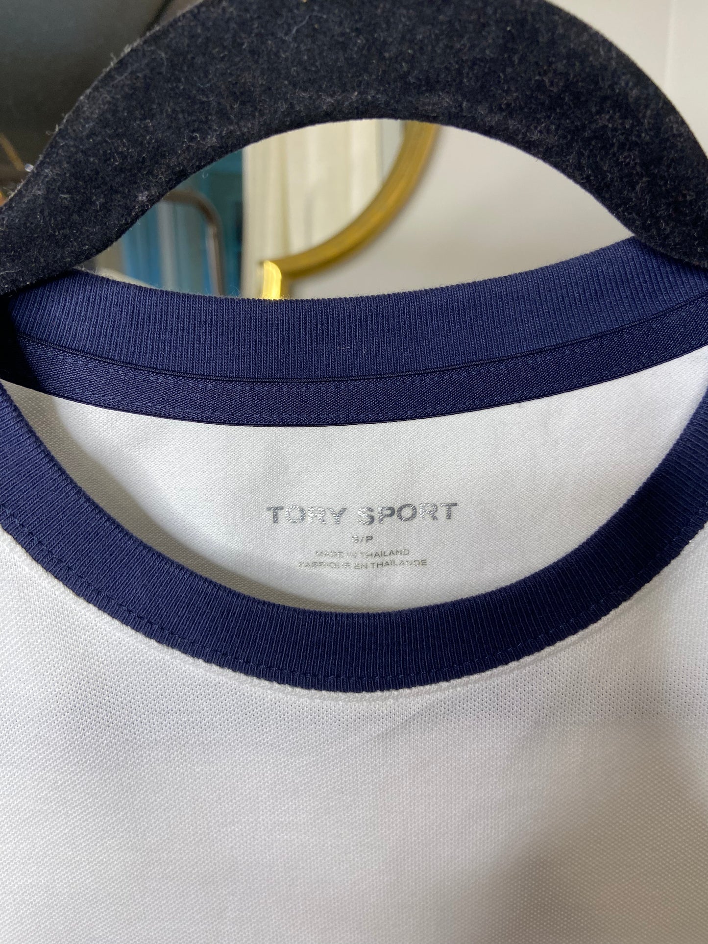 Tory Sport Racquet-Stripe Pique Top size S