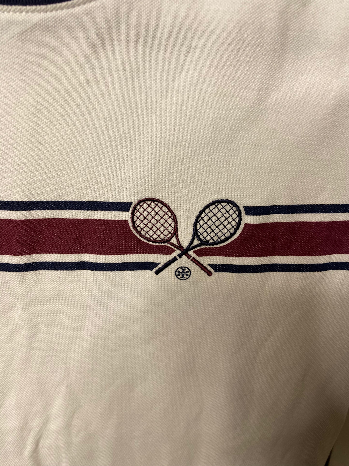 Tory Sport Racquet-Stripe Pique Top size S
