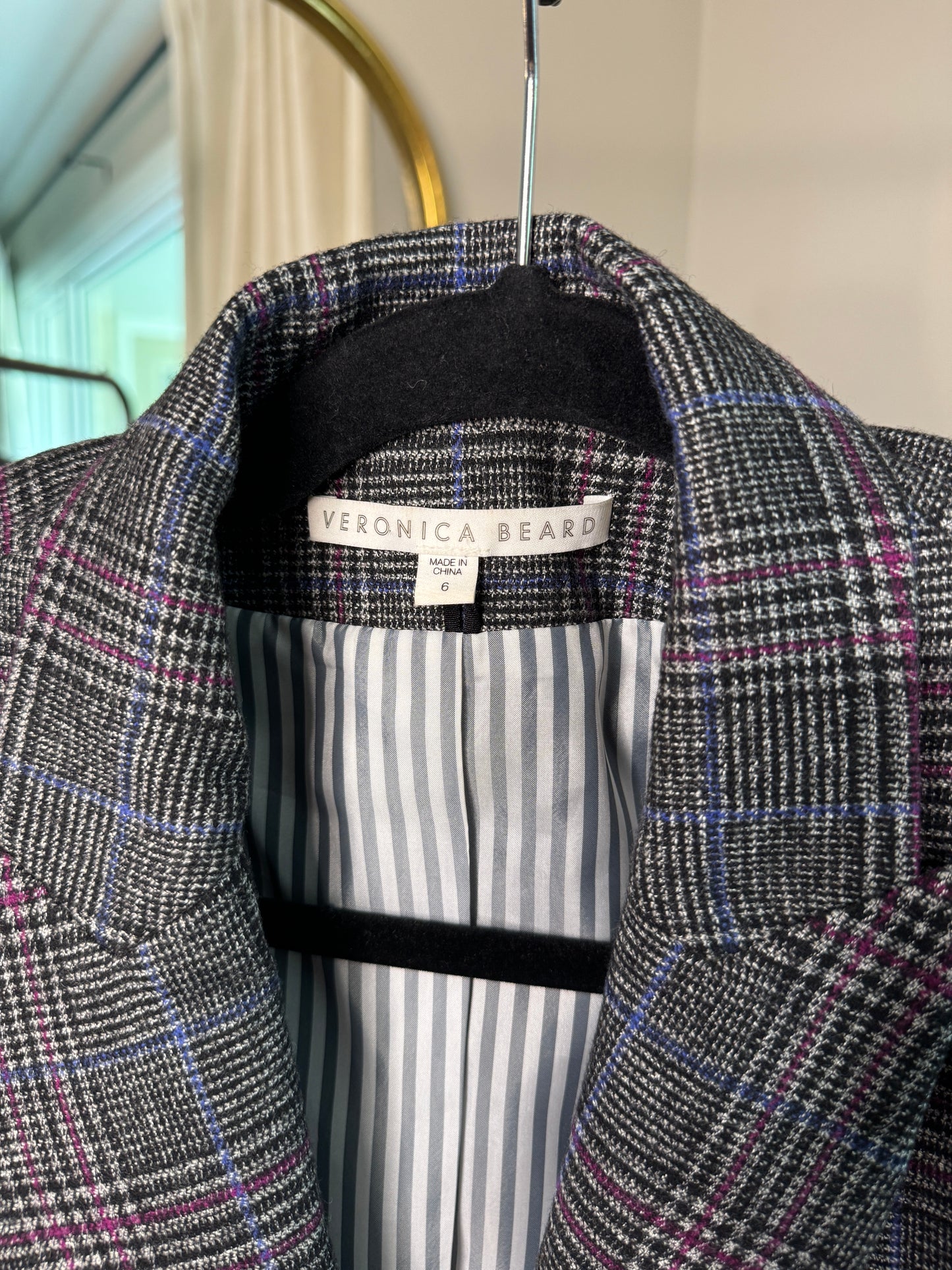 Veronica Beard Brock Plaid Dickey Blazer size 6