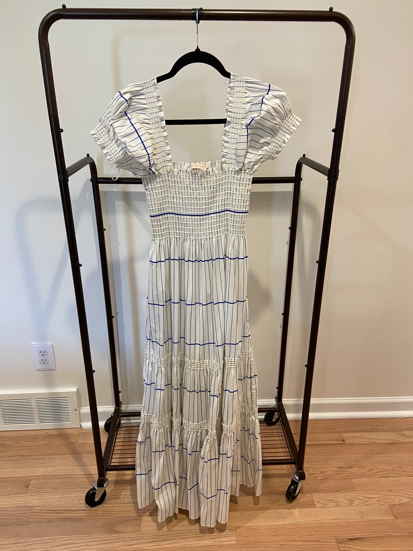 Tory Burch Striped Smocked Midi Dress size S