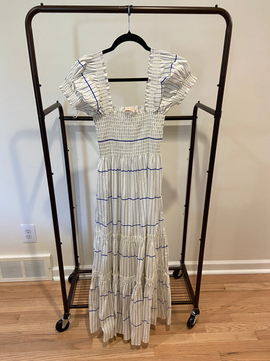 Tory Burch Striped Smocked Midi Dress size S