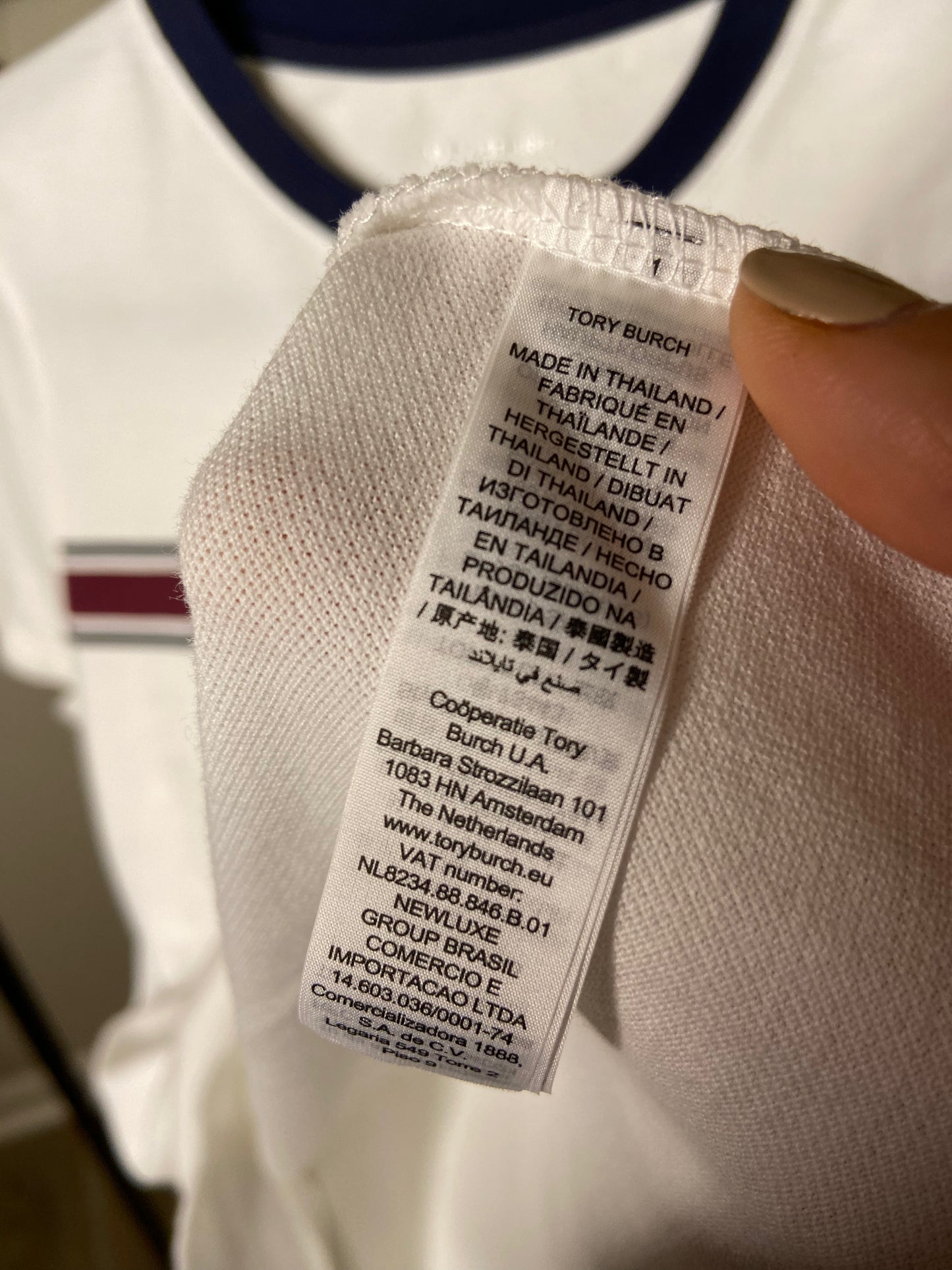 Tory Sport Racquet-Stripe Pique Top size S