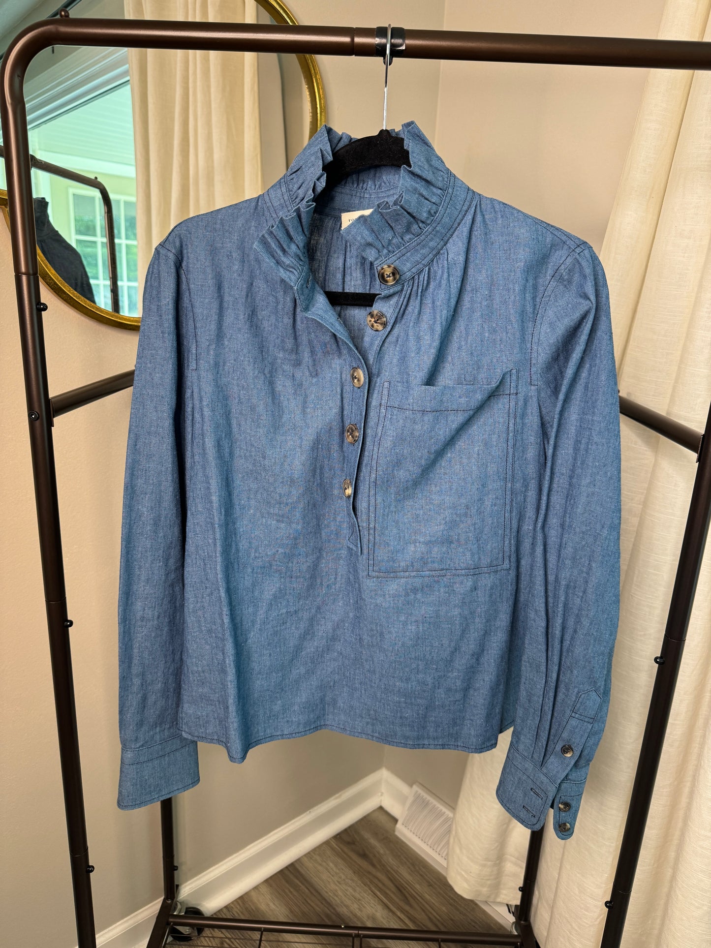 Tory Burch Frilled High Neck Shirt size 4