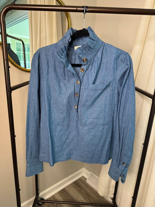 Tory Burch Frilled High Neck Shirt size 4
