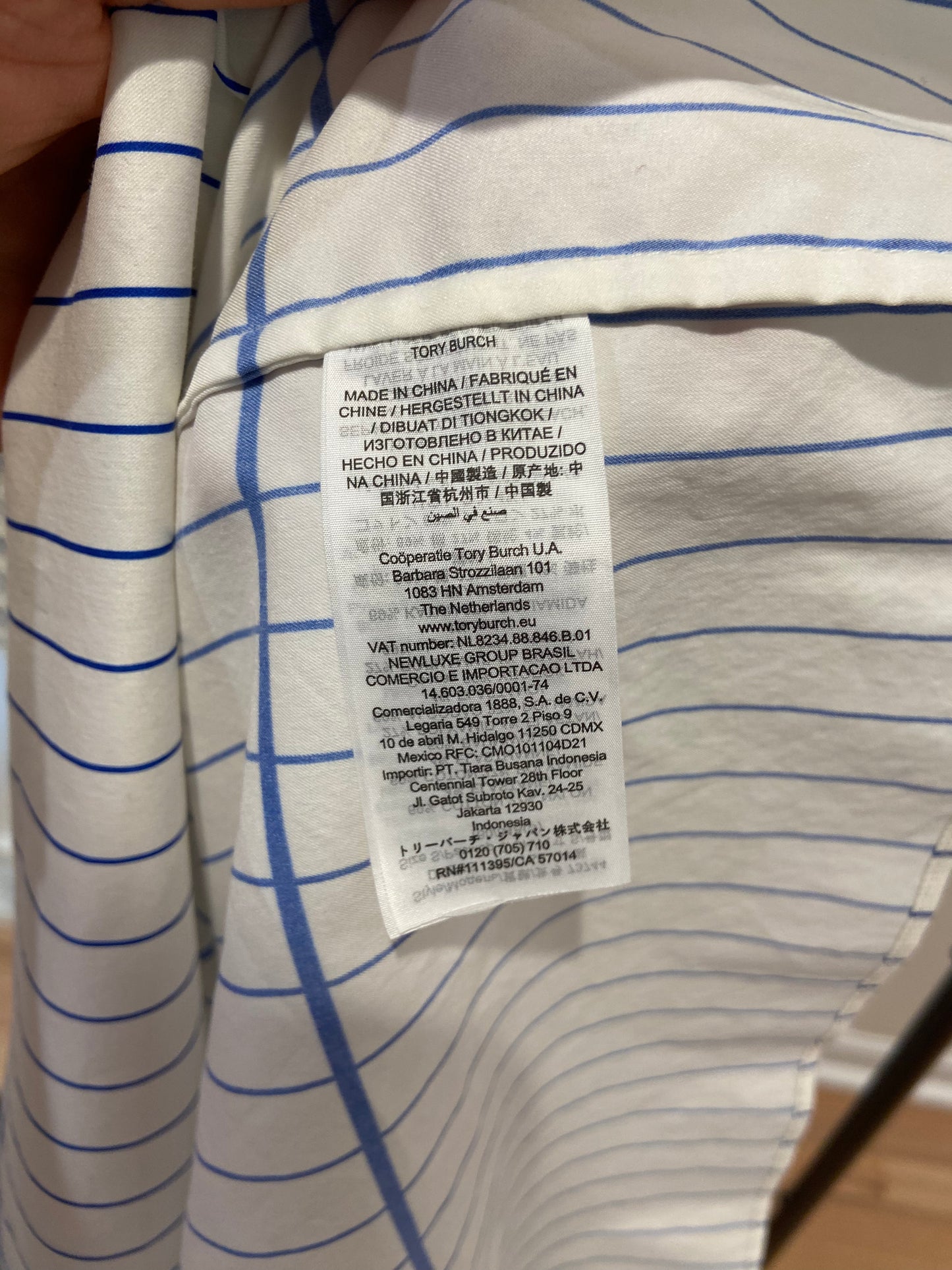 Tory Burch Striped Smocked Midi Dress size S