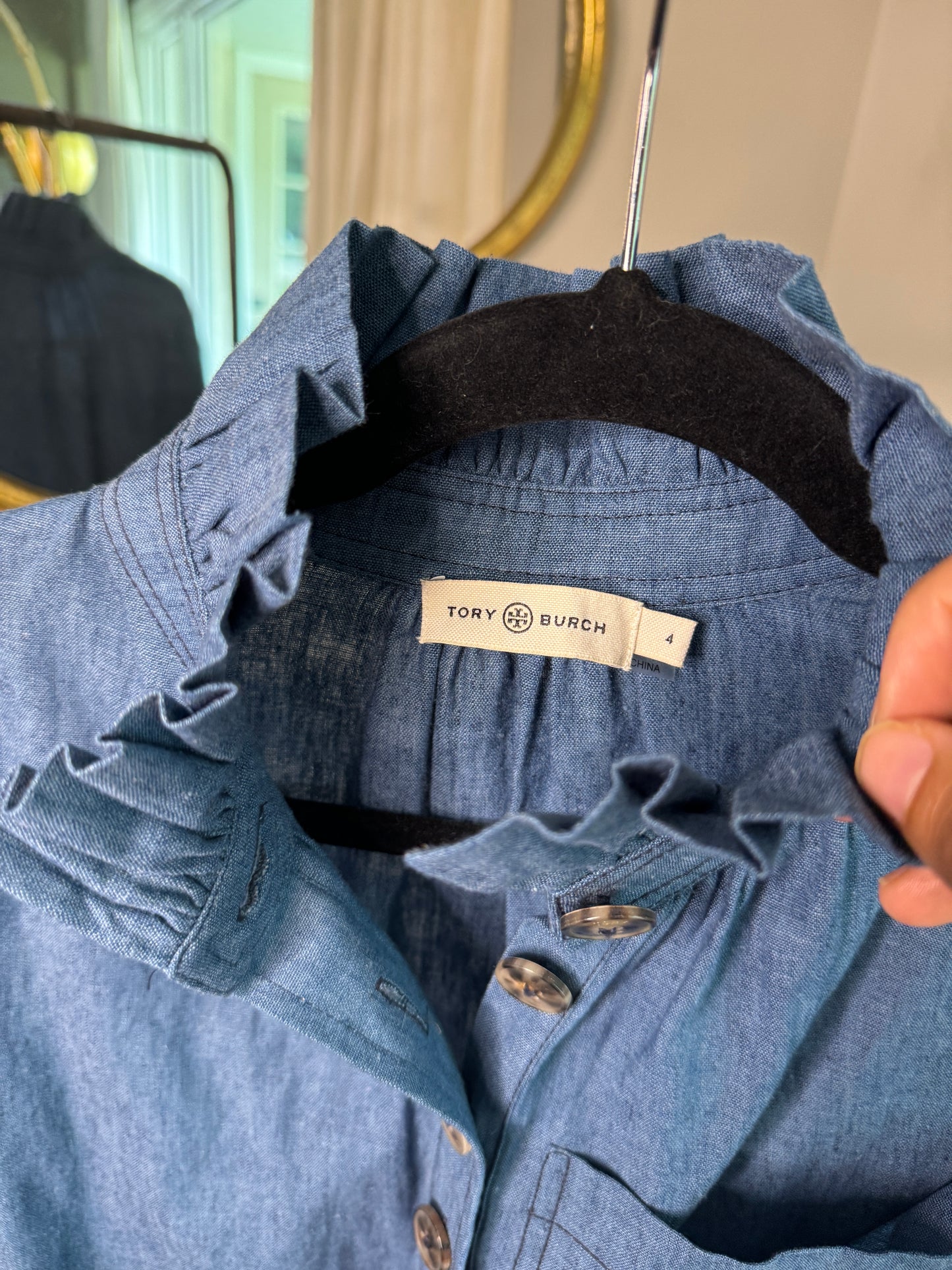 Tory Burch Frilled High Neck Shirt size 4