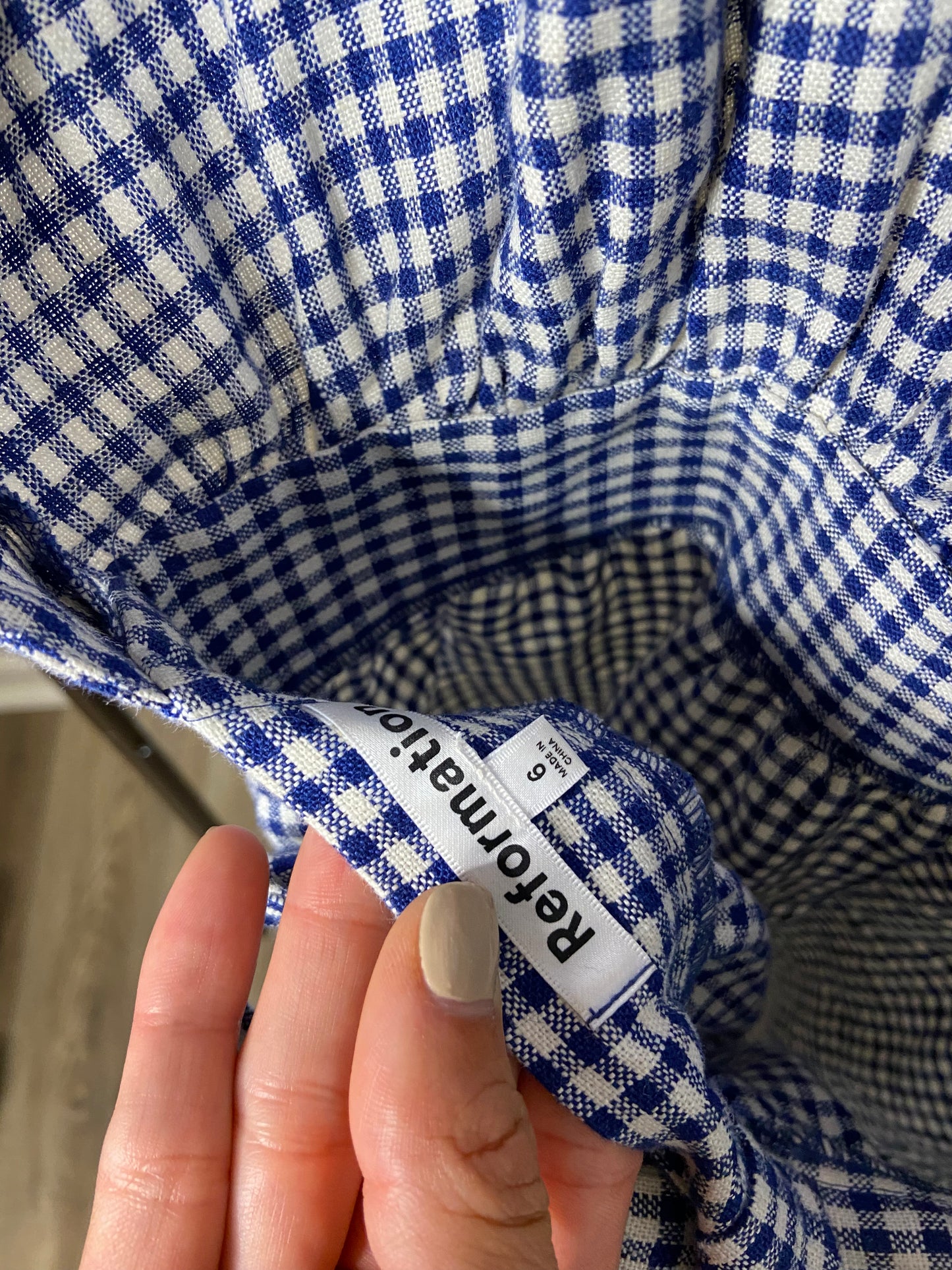 Reformation Irwin Linen Gingham Mini Dress size 6