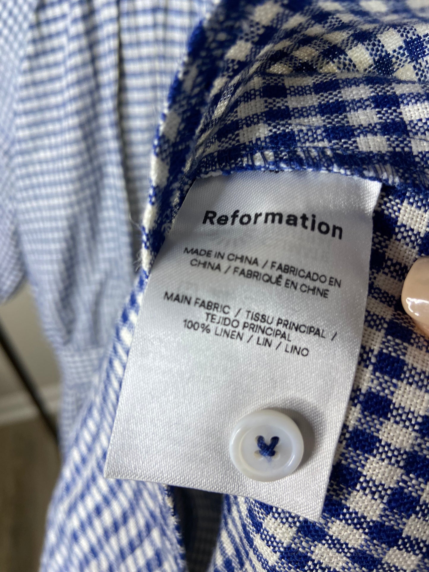 Reformation Irwin Linen Gingham Mini Dress size 6