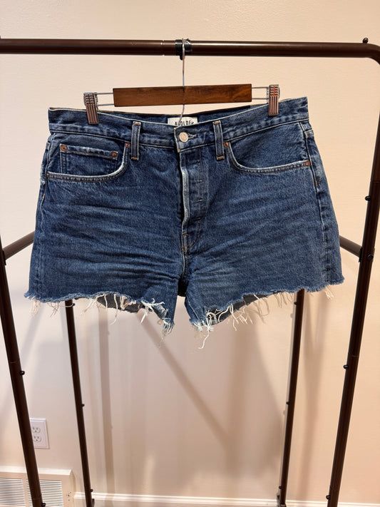 Agolde Parker Long Raw Hem Denim Shorts size 30