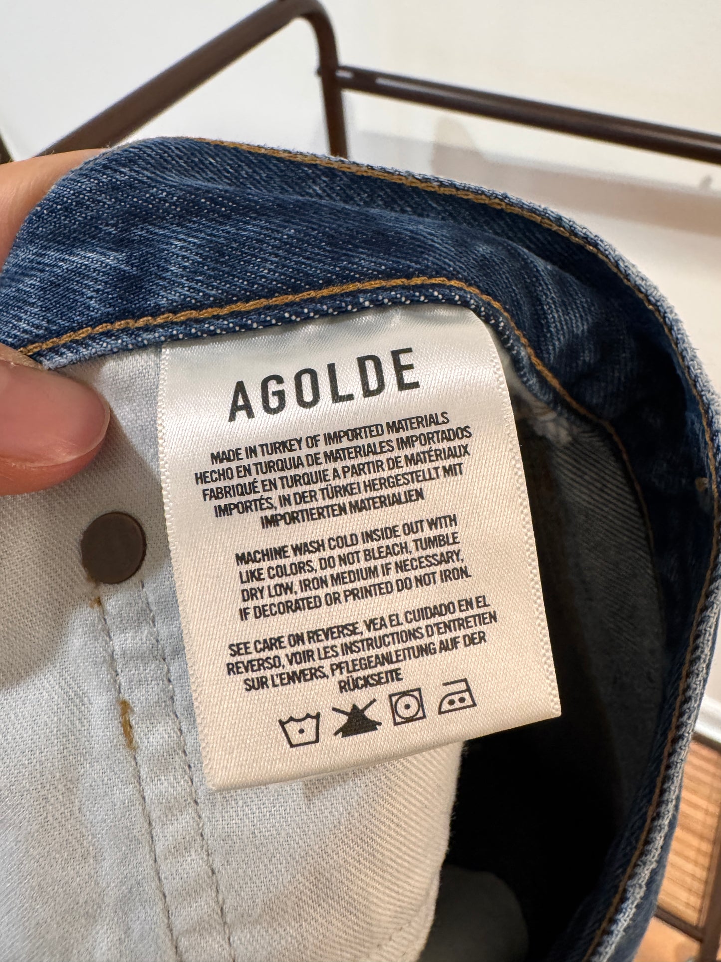 Agolde Parker Long Raw Hem Denim Shorts size 30