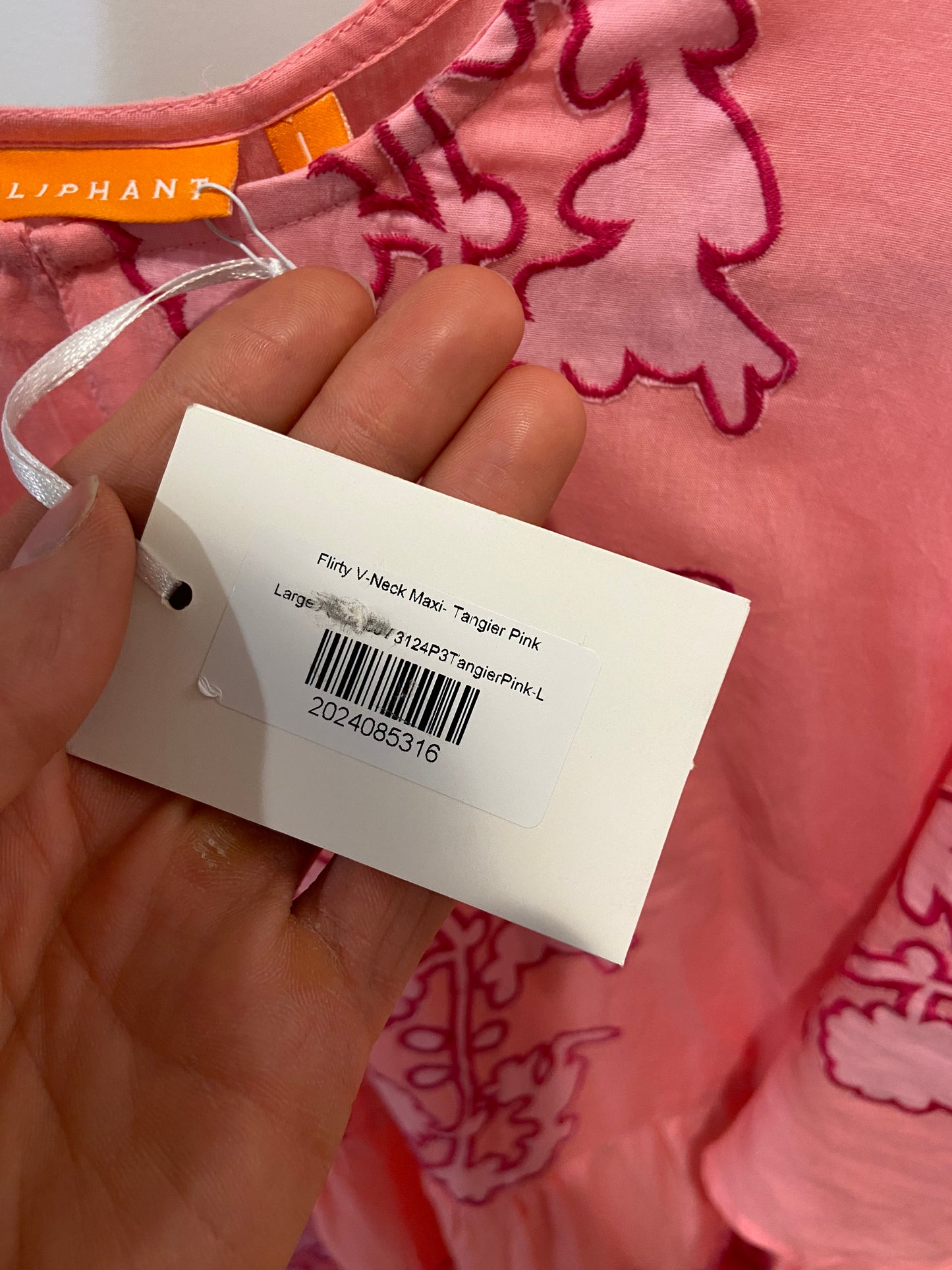 Oliphant Flirty V-Neck Maxi Tangier Pink size L