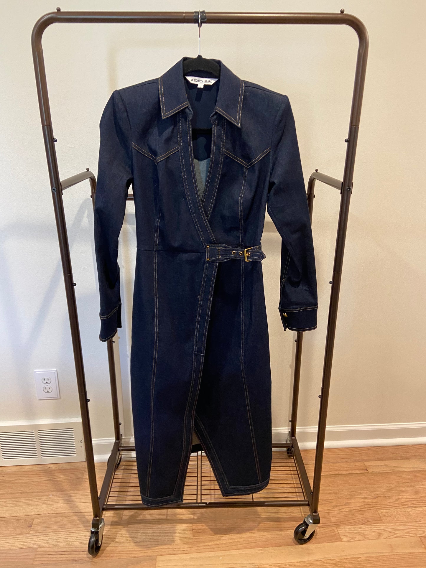 Veronica Beard Arlington Denim Wrap Dress In Dark Oxford size 0